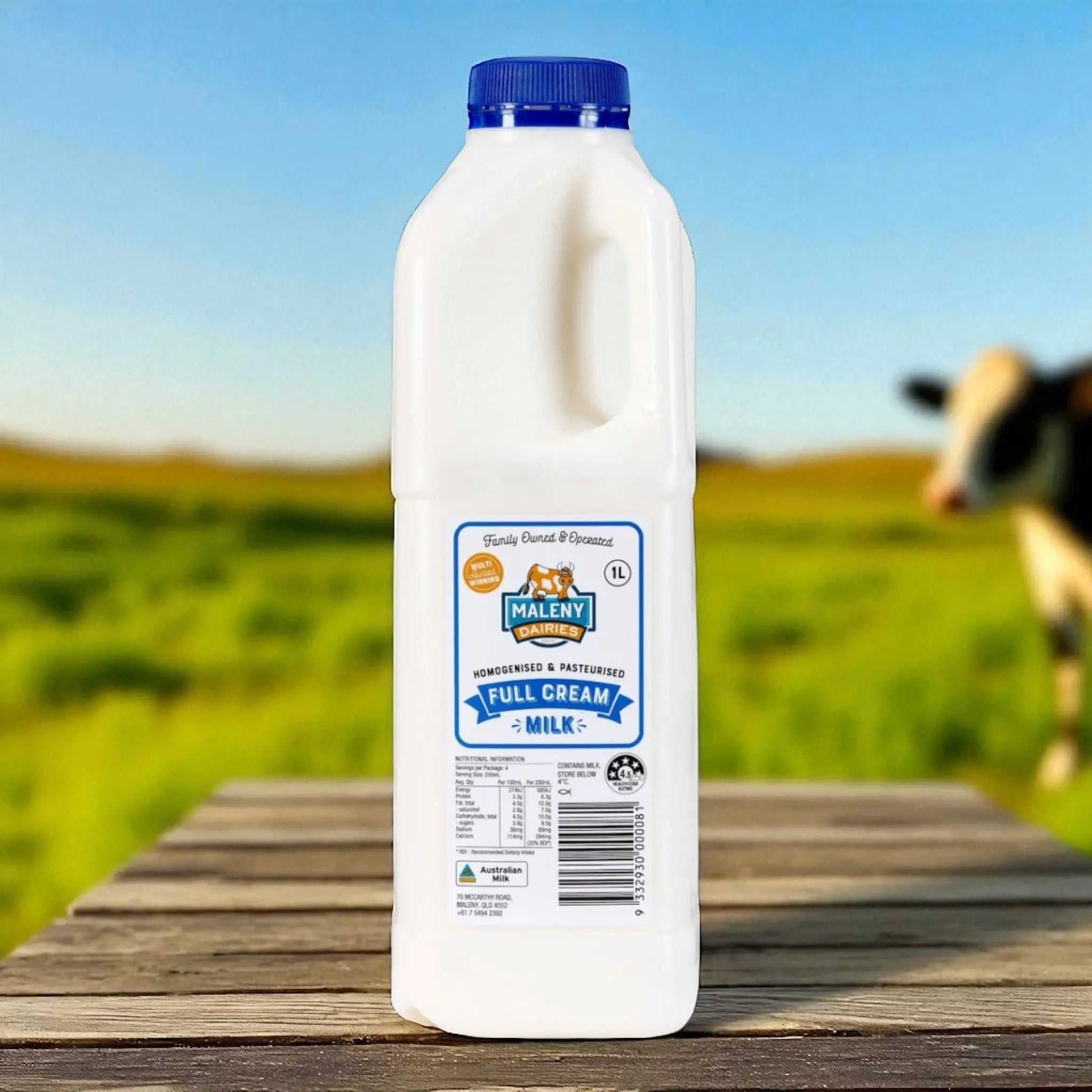 Maleny Dairies Full Cream Blue Top - 1 litre